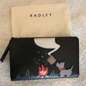 RADLEY LONDON Black Wallet with Dog and Campfire Design